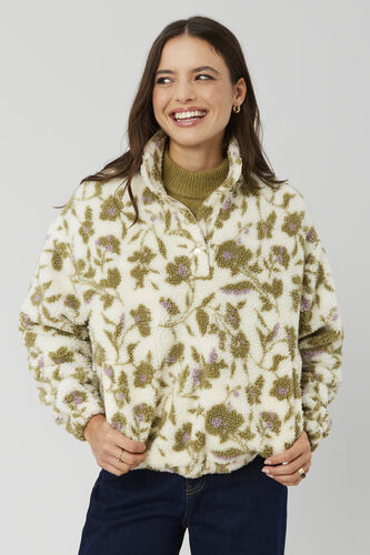 Sweat sherpa imprimé fleuri