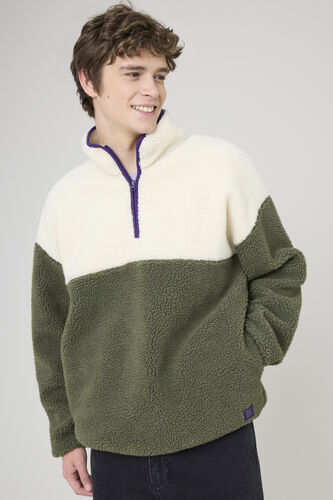 Sweat en sherpa colorblock